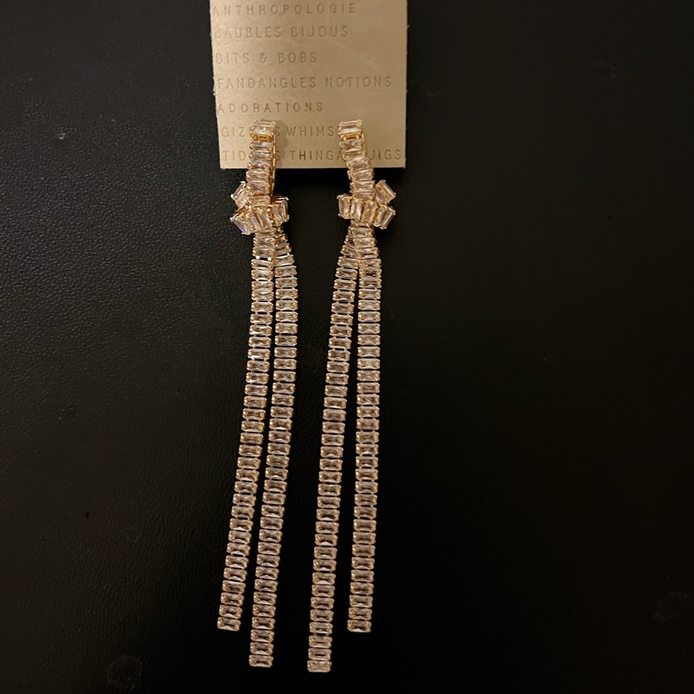 Anthropologie Crystal Knotted Drop Earrings - NWT - Picture 14 of 16
